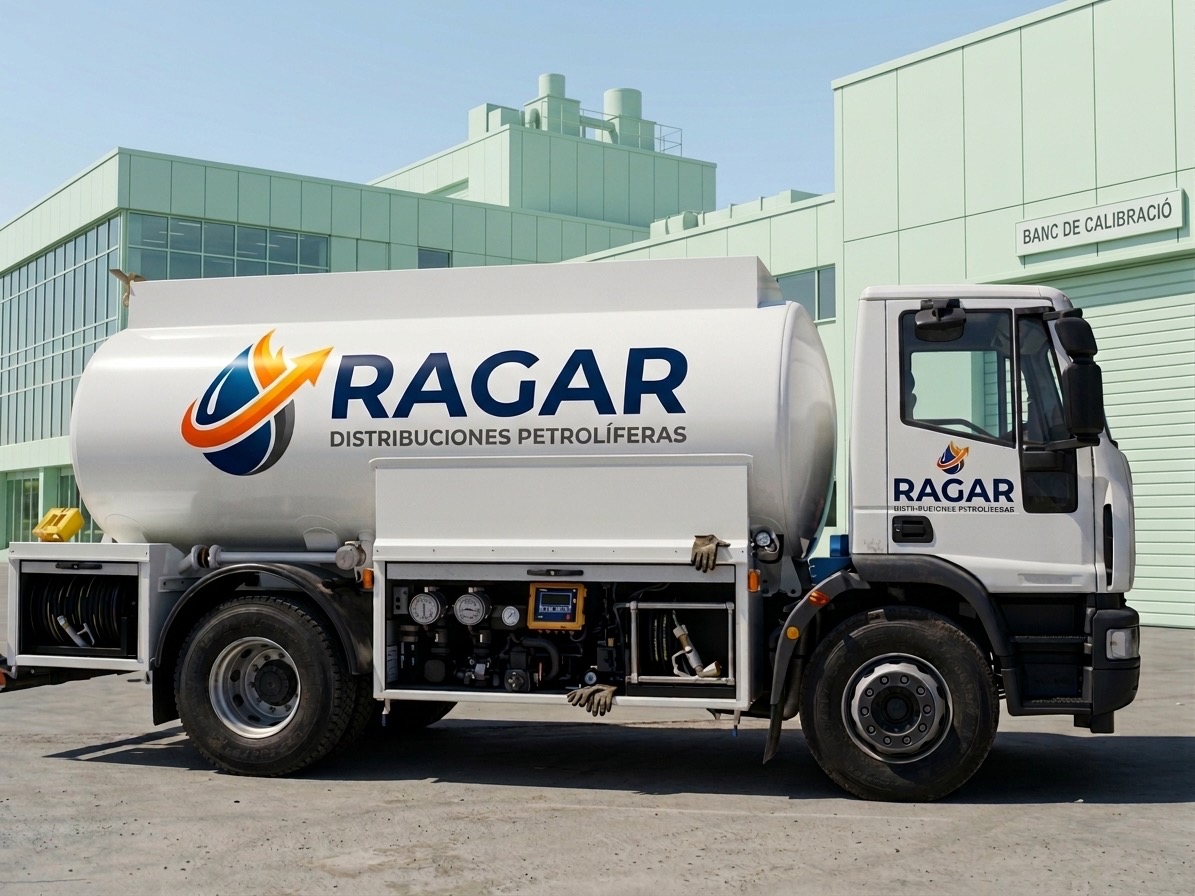 Camión cisterna de Ragar en base, preparado para repartir gasóleo a domicilio en Valencia